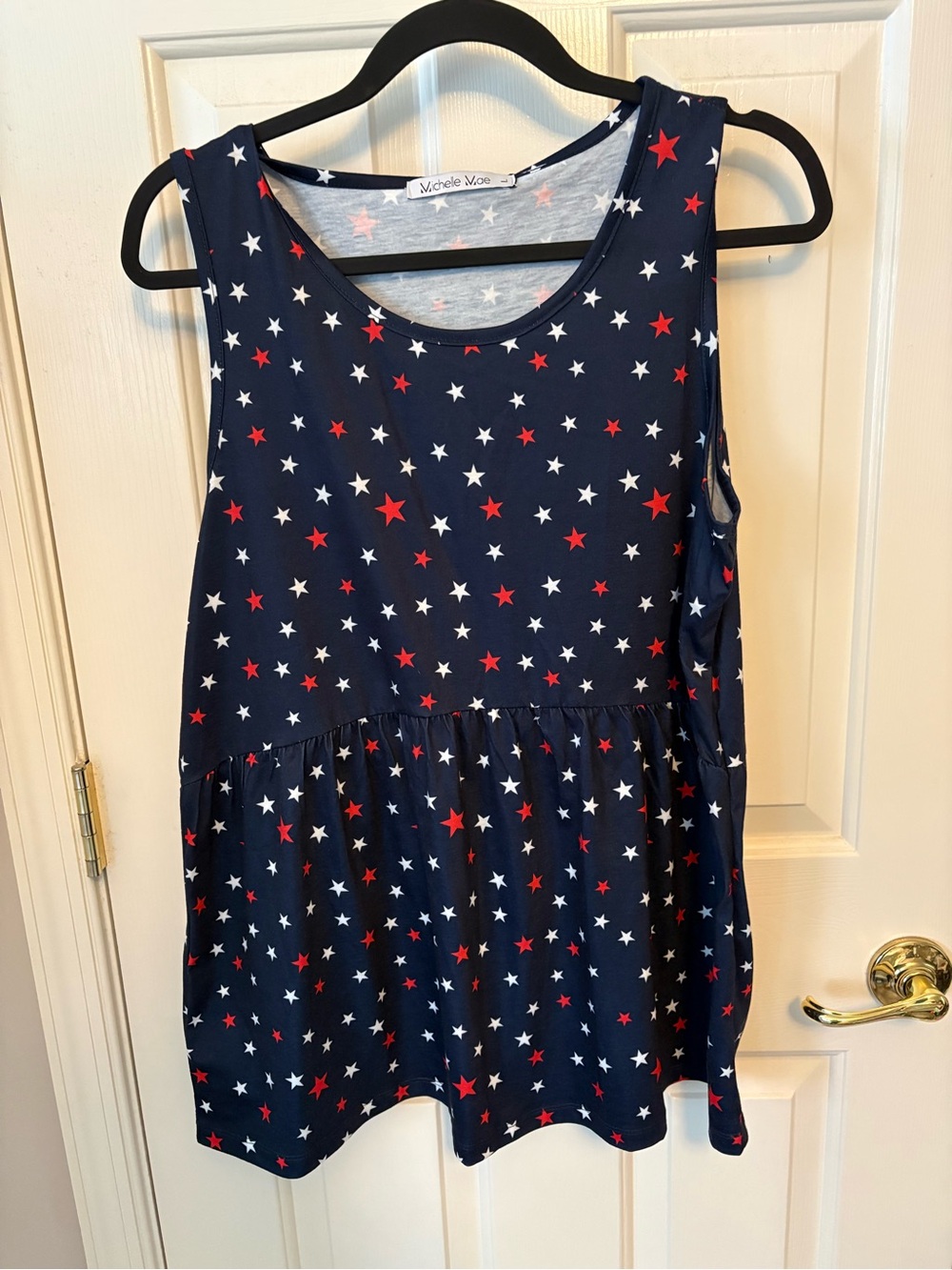 Michelle Mae Navy Star Top with White and Pink Stars